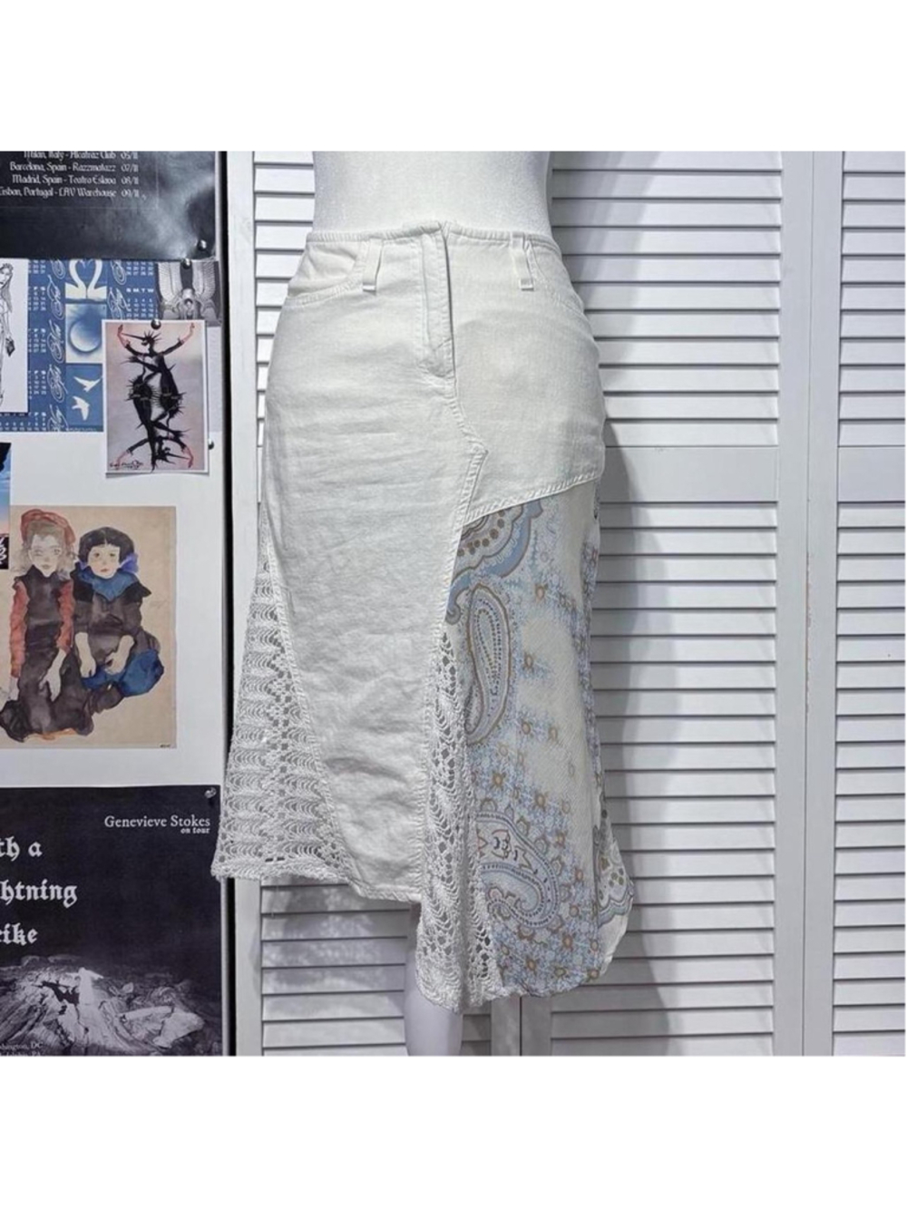 Patchwork midi skirt